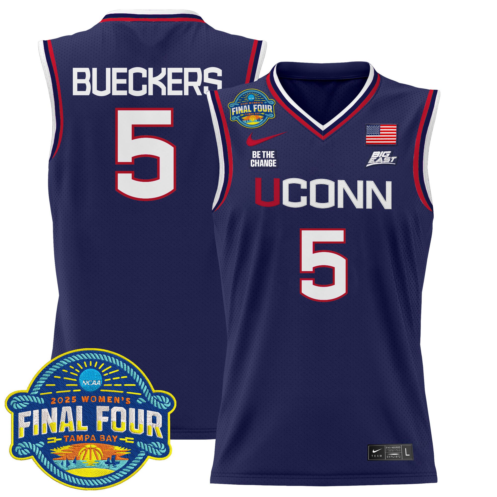 Men UConn Huskies #5 Bueckers Purple Nike 2025 Big Eat Final Four Patch Lightweight Basketball NCAA Jersey->more ncaa teams->NCAA Jersey
